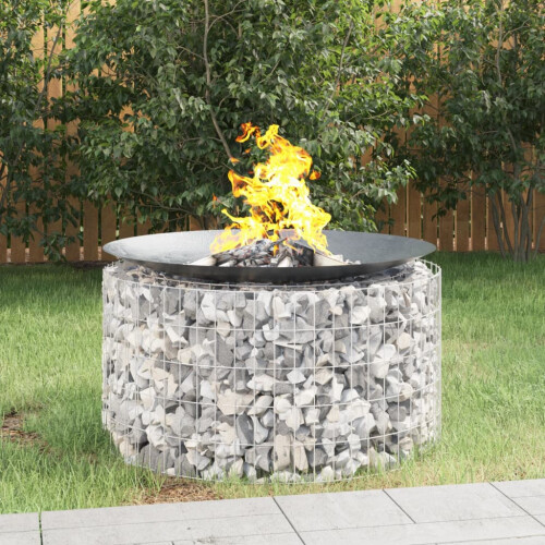 Berkfield Gabion Fire Pit ò 100 cm Galvanised Iron