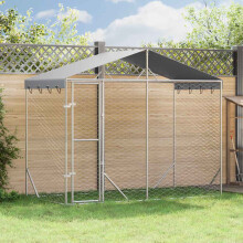 Berkfield Outdoor Dog Kennel with Roof Silver 3x1.5x2.5 m Galvanised Steel