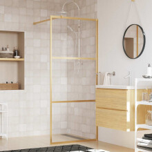 Berkfield Walk-in Shower Wall with Clear ESG Glass Gold 80x195 cm