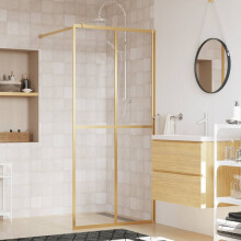 Berkfield Walk-in Shower Wall with Clear ESG Glass Gold 90x195 cm