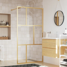 Berkfield Walk-in Shower Wall with Clear ESG Glass Gold 115x195 cm