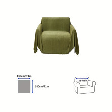 (Green, 180cm*130cm/51in*71in) A Single Piece of Sofa Cover with Tassels, Made of Solid Color Chenille, Suitable for Pets, Washable for All