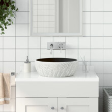 Berkfield Countertop Basin Black and Grey Round Œ¶41x14 cm Ceramic