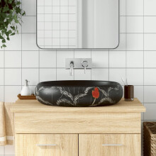 Berkfield Countertop Basin Black Oval 59x40x15 cm Ceramic