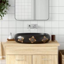 Berkfield Countertop Basin Black and Blue Oval 59x40x15 cm Ceramic