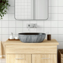 Berkfield Countertop Basin Black and Grey Oval 47x33x13 cm Ceramic