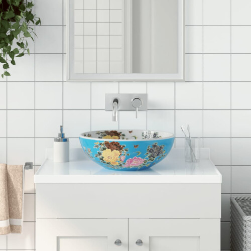 Berkfield Countertop Basin Multicolour Round Œ¶41x14 cm Ceramic