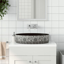 Berkfield Countertop Basin Black and Blue Oval 56.5x36.5x13.5 cm Ceramic