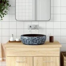 Berkfield Countertop Basin Black and Blue Round Œ¶41x14 cm Ceramic