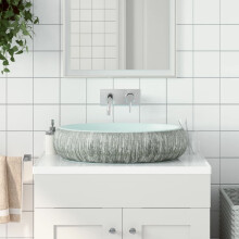 Berkfield Countertop Basin Grey and Blue Oval 59x40x15 cm Ceramic