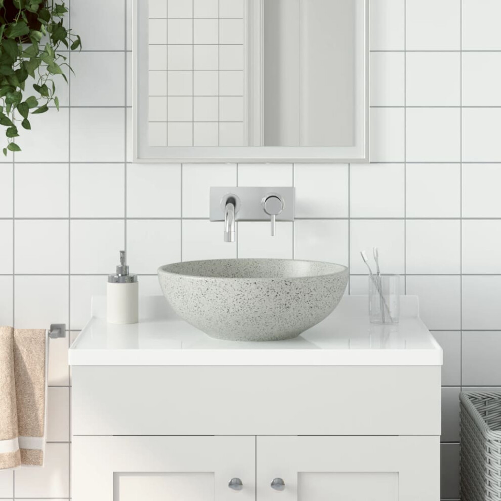 Berkfield Countertop Basin Grey Round ÅÂ¶41X14 Cm Ceramic 8043549614330
