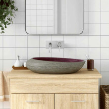 Berkfield Countertop Basin Purple and Grey Oval 59x40x14 cm Ceramic