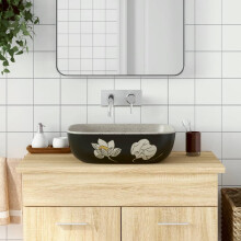 Berkfield Countertop Basin Grey and Black Rectangular 48x37.5x13.5 cm Ceramic