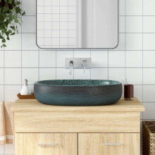 Berkfield Countertop Basin Turquoise Oval 59x40x14 cm Ceramic