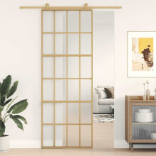 Berkfield Sliding Door Gold 76x205 cm Frosted ESG Glass and Aluminium