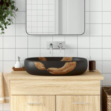 Berkfield Countertop Basin Black Oval 59x40x14 cm Ceramic