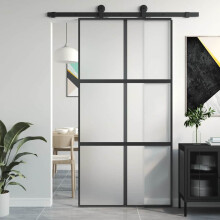 Berkfield Sliding Door Black 102.5x205 cm Tempered Glass and Aluminium