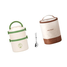 Unieke 304 roestvrij stalen lunchbox,-Dubbele laag Groen