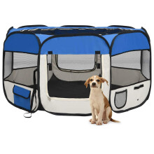 Berkfield Foldable Dog Playpen with Carrying Bag Blue 125x125x61 cm