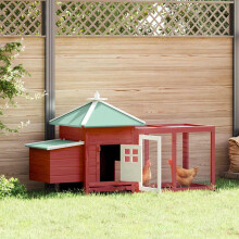 Berkfield Chicken Coop with Nest Box Red 190x72x102 cm Solid Firwood