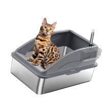 Bac à litière pour chats à moitié fermé, résistant-Gris foncé