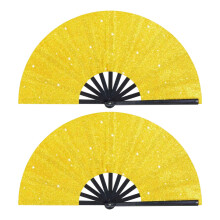 Ventilateur de KungFu pliable léger à paillettes-Jaune