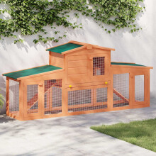Berkfield Large Rabbit Hutch Small Animal House Pet Cage with Roofs Wood