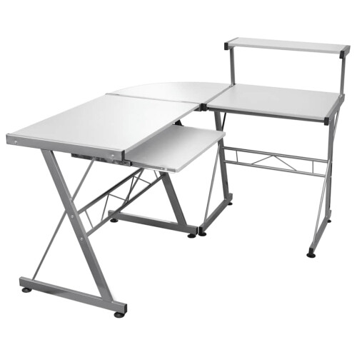 Berkfield Corner Computer Desk White 132x112x99 cm Engineered Wood