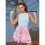 Women'S Ruffled Skirt Rose Red Floral Patterns M 2