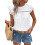 Women'S Round Neck Cap Sleeve Top White S 1