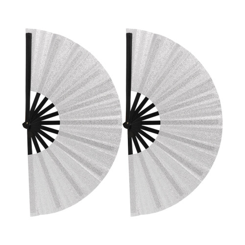 Ventilateur KungFu pliable, durable, scintillant,-Argent