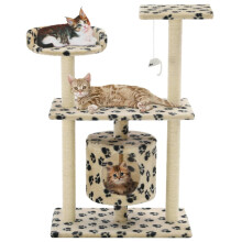 Berkfield Cat Tree with Sisal Scratching Posts 95 cm Beige Paw Prints