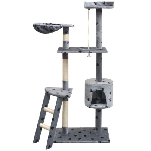 Berkfield Cat Tree with Sisal Scratching Posts 150 cm Paw Prints Grey