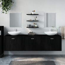 Berkfield 6 Piece Bathroom Furniture Set Black Engineered Wood
