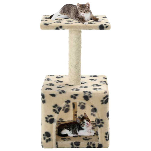 Berkfield Cat Tree with Sisal Scratching Post 55 cm Beige Paw Print