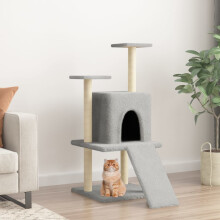 Berkfield Cat Tree with Sisal Scratching Posts Light Grey 110 cm