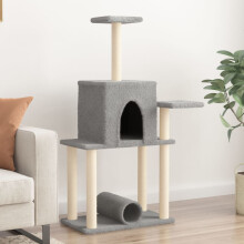Berkfield Cat Tree with Sisal Scratching Posts Light Grey 122 cm