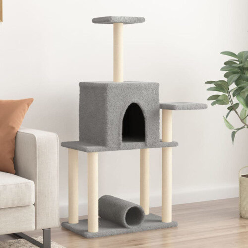 Berkfield Cat Tree with Sisal Scratching Posts Light Grey 122 cm