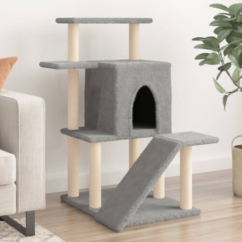 Berkfield Cat Tree with Sisal Scratching Posts Light Grey 97 cm