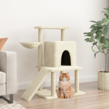 Berkfield Cat Tree with Sisal Scratching Posts Cream 96.5 cm
