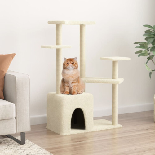 Berkfield Cat Tree with Sisal Scratching Posts Cream 107.5 cm