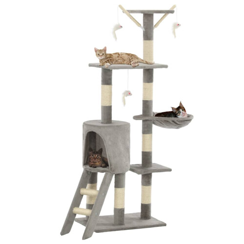 Berkfield Cat Tree with Sisal Scratching Posts 138 cm Grey