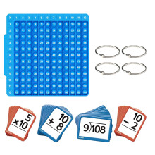 Math Flash Cards for Kids, 4in1 Multiplication and Division Learning Set with Tactile Silicone Buttons