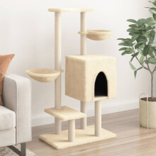 Berkfield Cat Tree with Sisal Scratching Posts Cream 117 cm