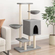 Berkfield Cat Tree with Sisal Scratching Posts Light Grey 117 cm