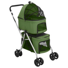 Berkfield 2-Layers Folding Dog Stroller Green 83x48x97 cm Oxford Fabric