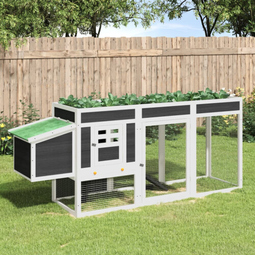 Berkfield Chicken Coop Grey 204x50x84 cm Solid Wood Pine