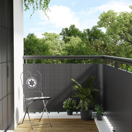 Berkfield Balcony Screen Anthracite 600x90 cm Poly Rattan