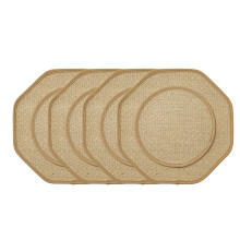 Set of 4 Vintaged Placemat Durability Linen Table Mats-Khaki