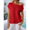 Women'S Short-Sleeved Off-Shoulder Knitted Pullover Red S 2